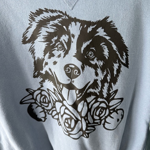 Champion Gray Dog Australian Shepherd Screen Print Graphic Sweatshirt Size M - Picture 2 of 7